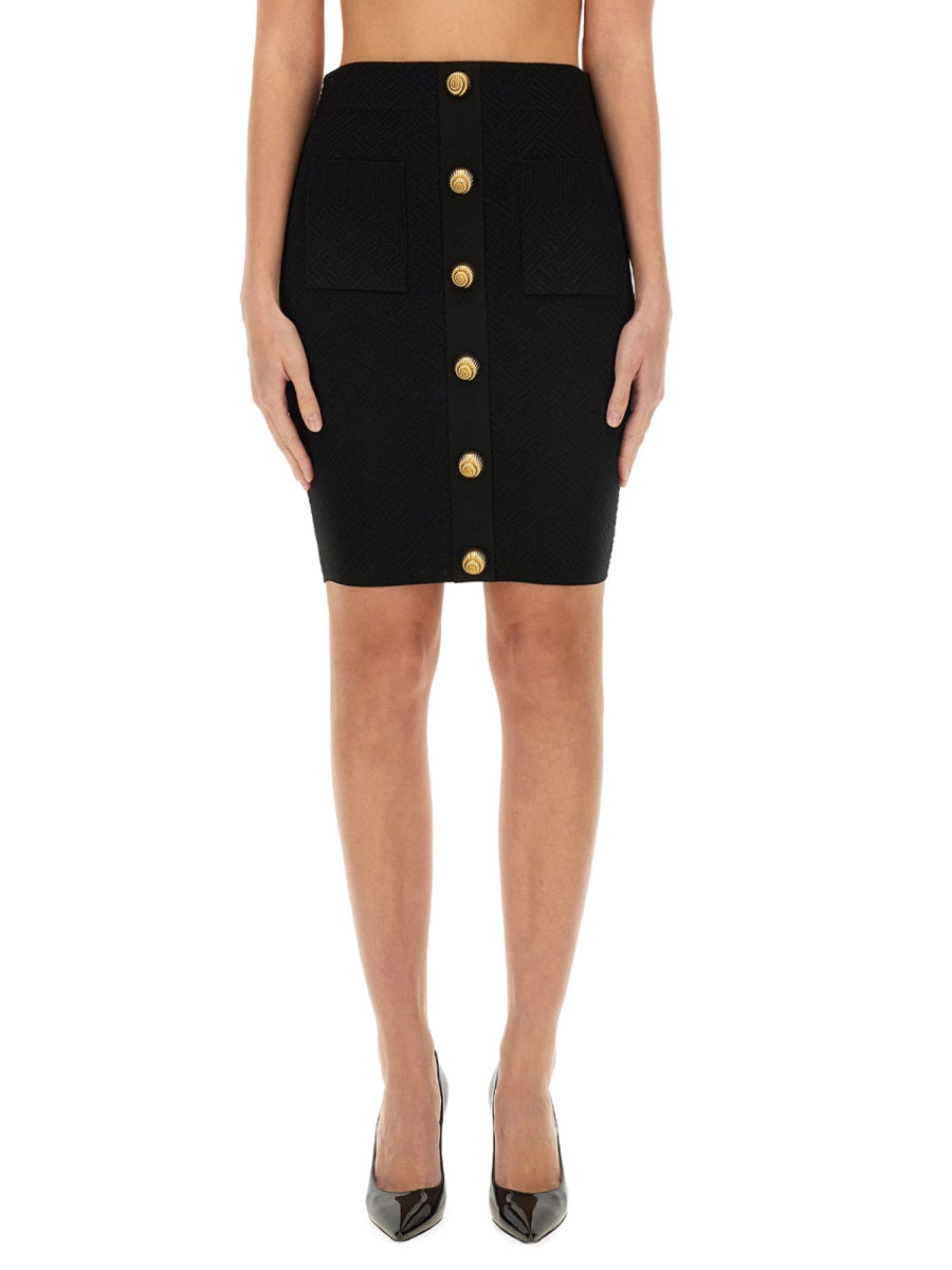 BALMAIN Women's Vichy Knit Skirt - Size 38