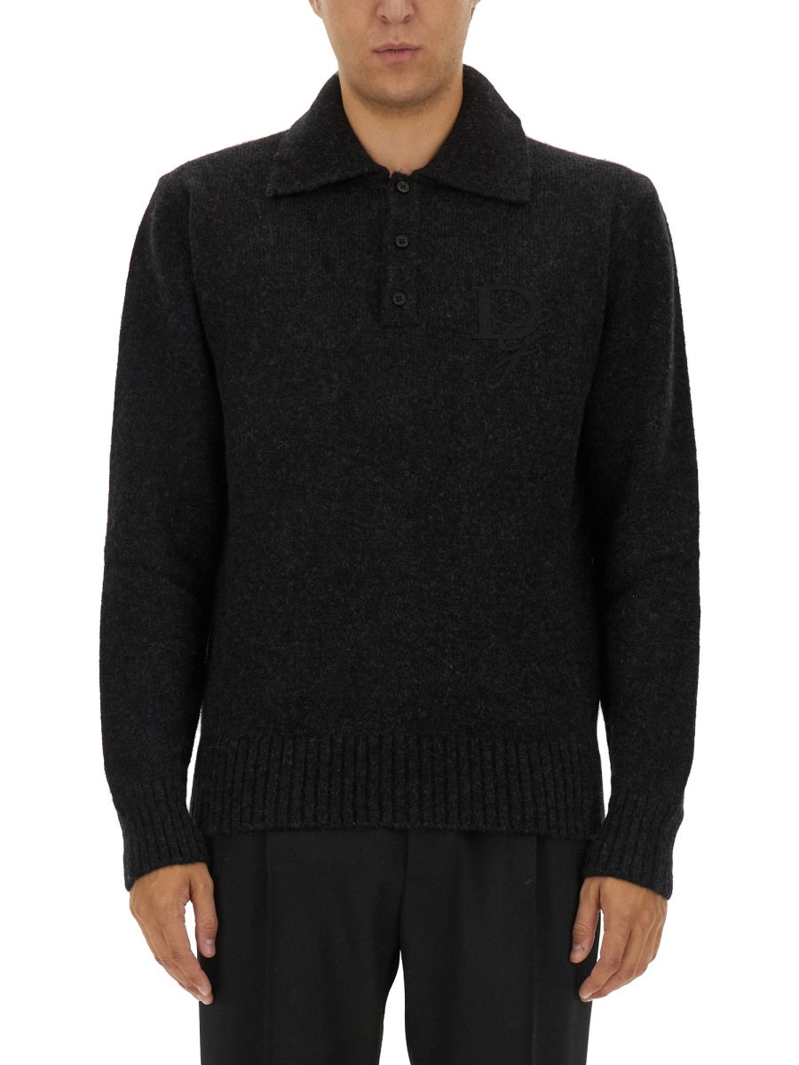 DOLCE & GABBANA Men's Wool Polo Sweater - Size 50