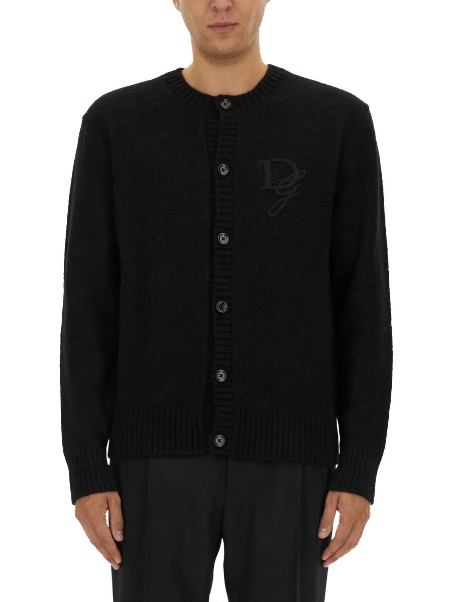 DOLCE & GABBANA Men's Cardigan with Logo - Size 50