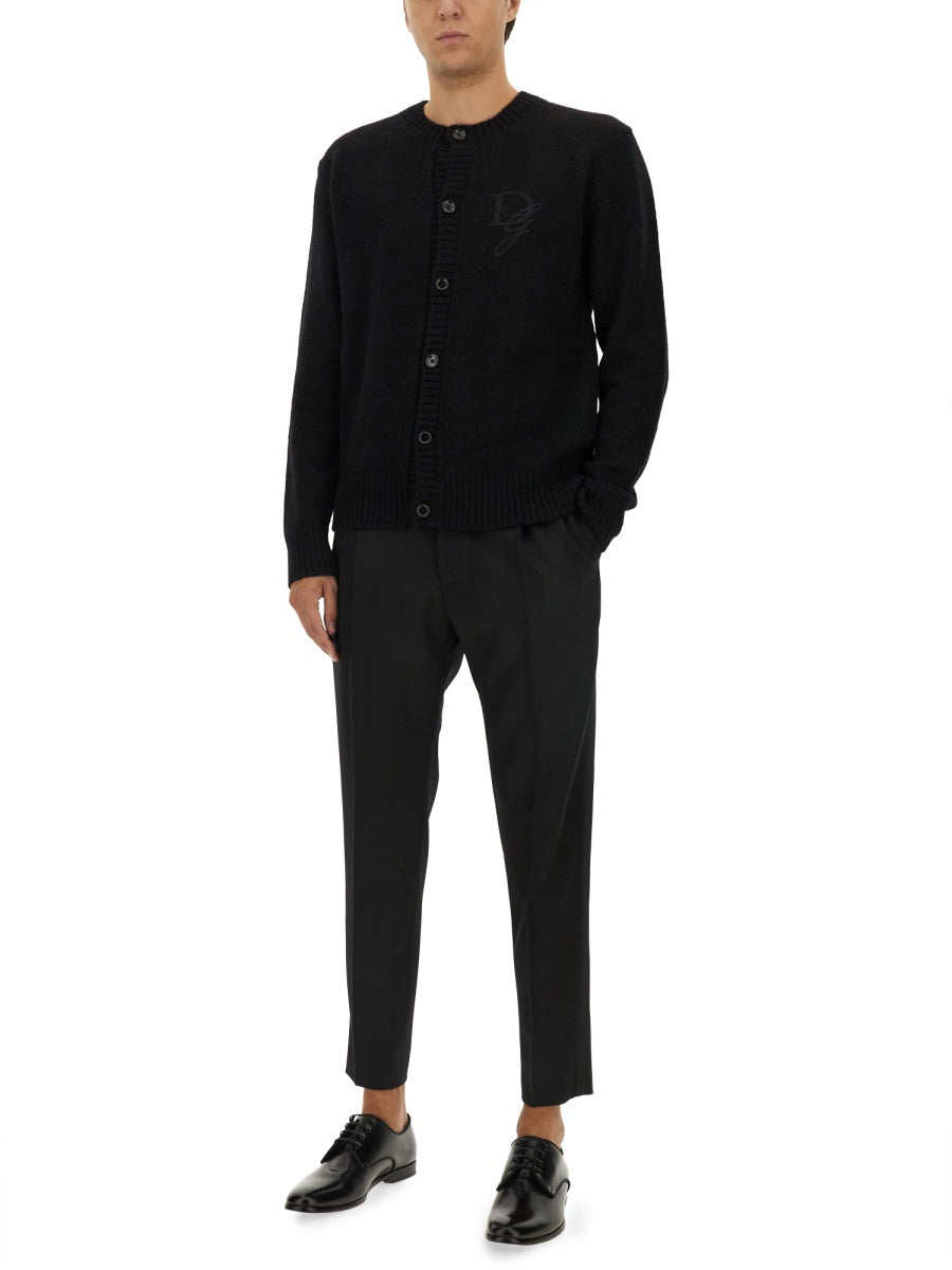 DOLCE & GABBANA Men's Cardigan with Logo - Size 50