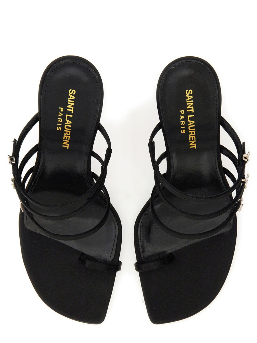 SAINT LAURENT Elegant Leather Sandal Mini