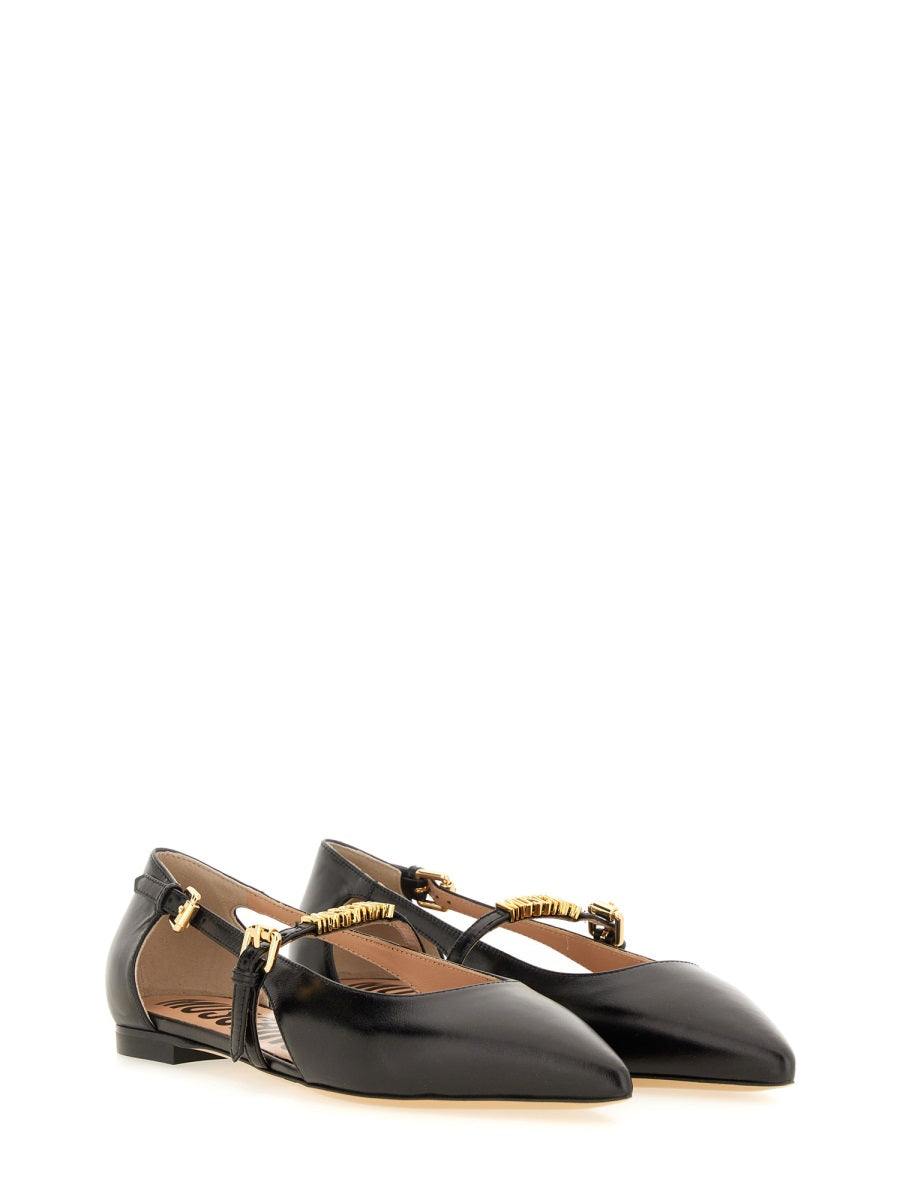 MOSCHINO Elegant Leather Ballerina Flats