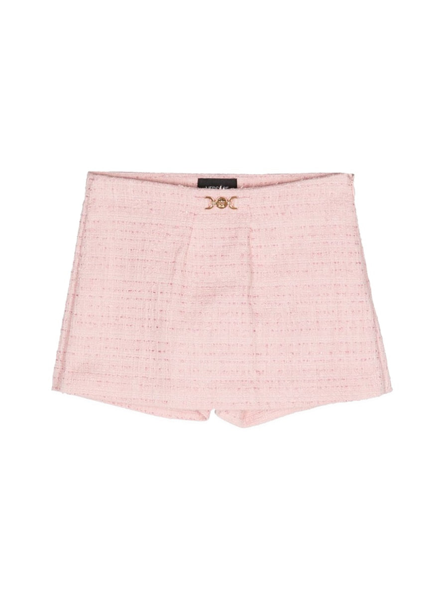 VERSACE Cotton Mix Tweed Mini Skirt for Girls