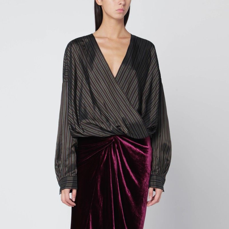 DRIES VAN NOTEN Loose Wide Shirt with Striped Pattern