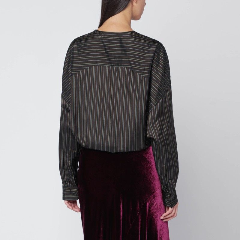 DRIES VAN NOTEN Loose Wide Shirt with Striped Pattern