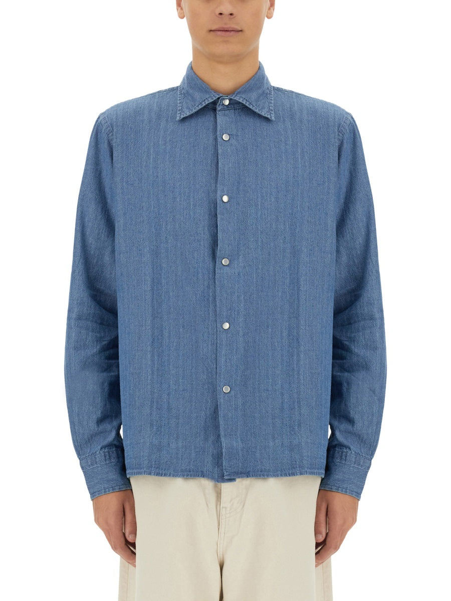 ASPESI Men's Regular Fit Denim 'West' Shirt - Size L