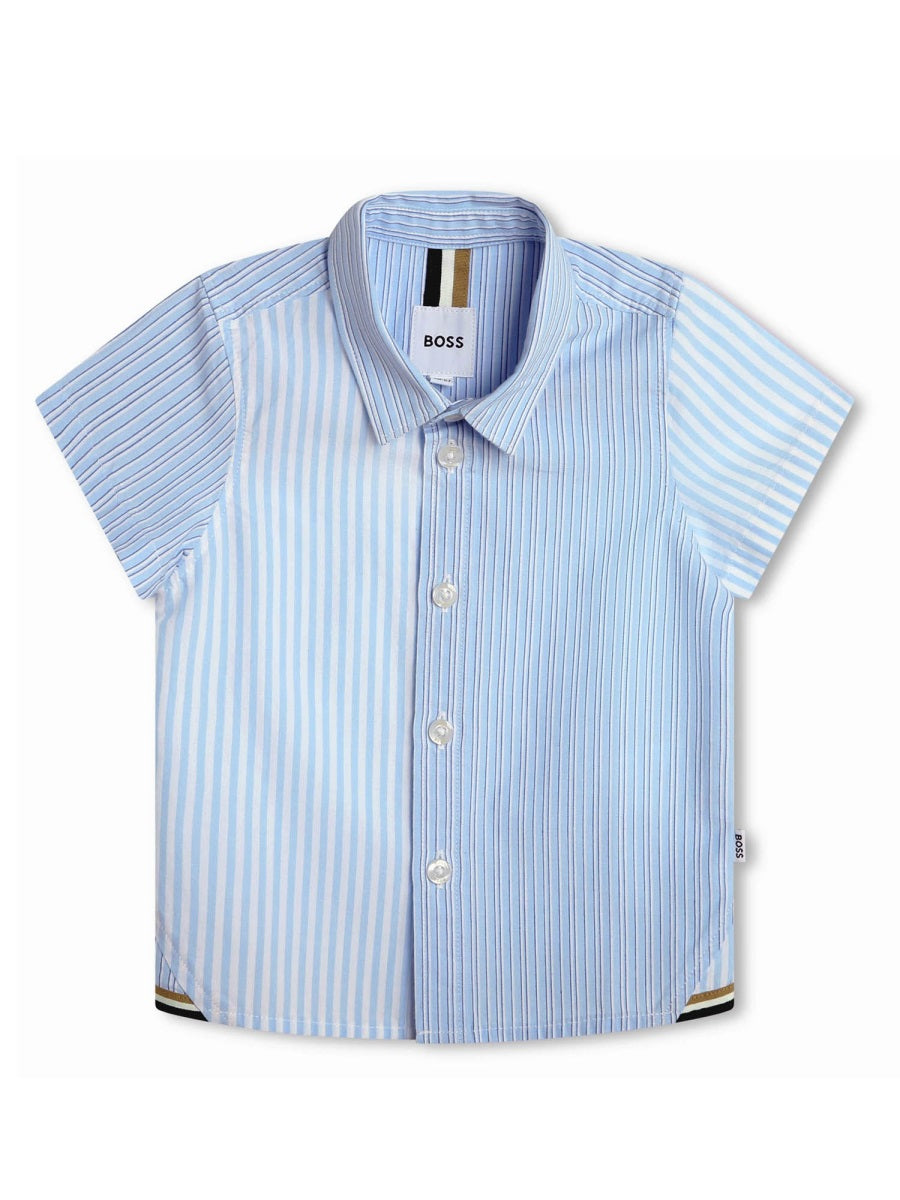 BOSS Boys' Mini Cotton Short Sleeve Shirt