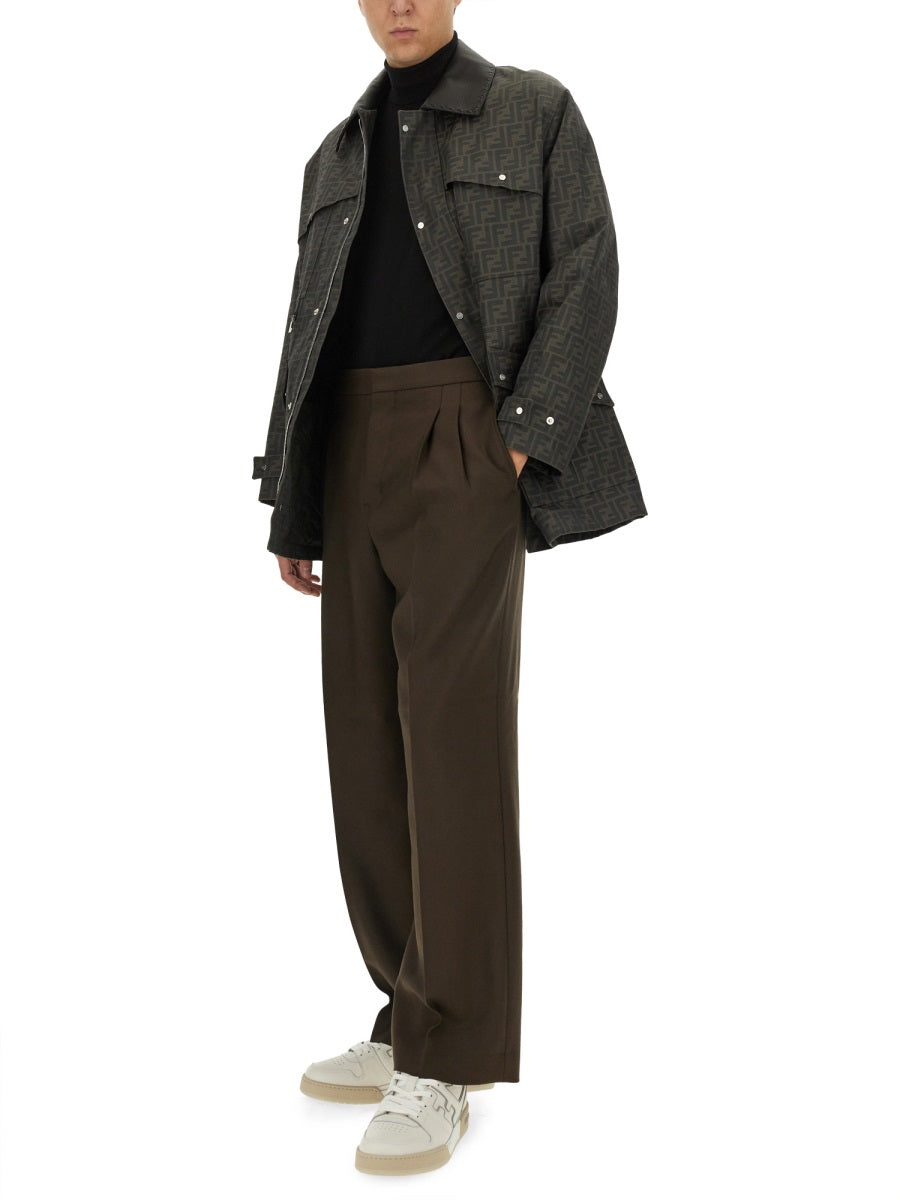 FENDI Men's Jacquard Letter Blouson Jacket - Size 48