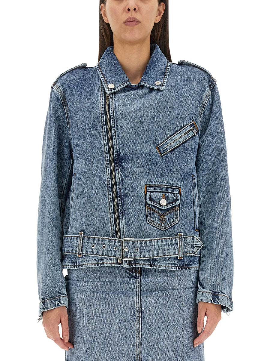 MOSCHINO JEANS Biker Peace Symbol Sports Jacket