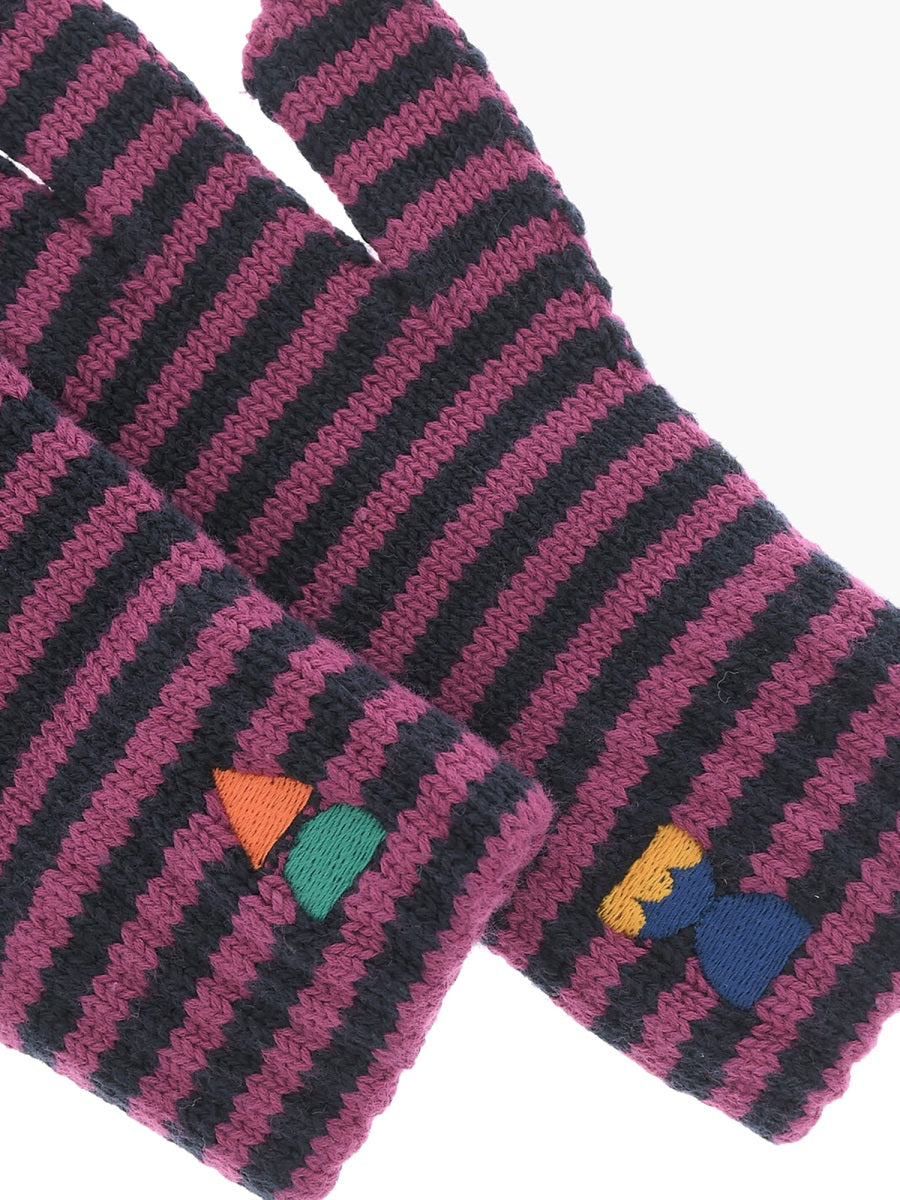 BOBO CHOSES Funny Friends Mini Striped Knit Gloves for Girls