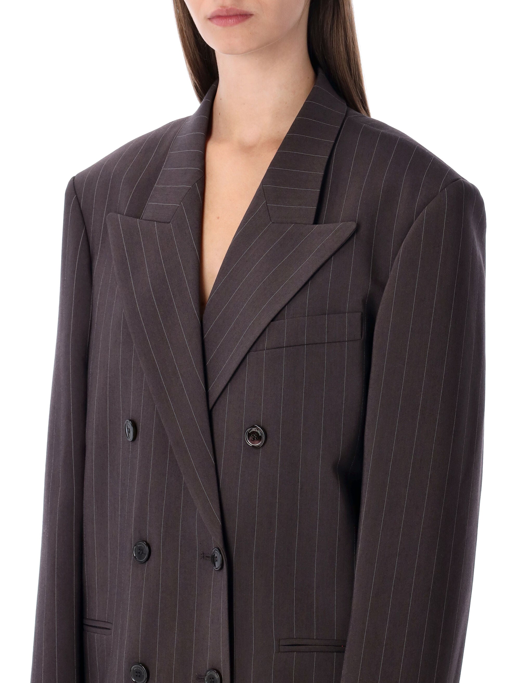MAGDA BUTRYM Pinstripe Double-Breasted Blazer in Size 36
