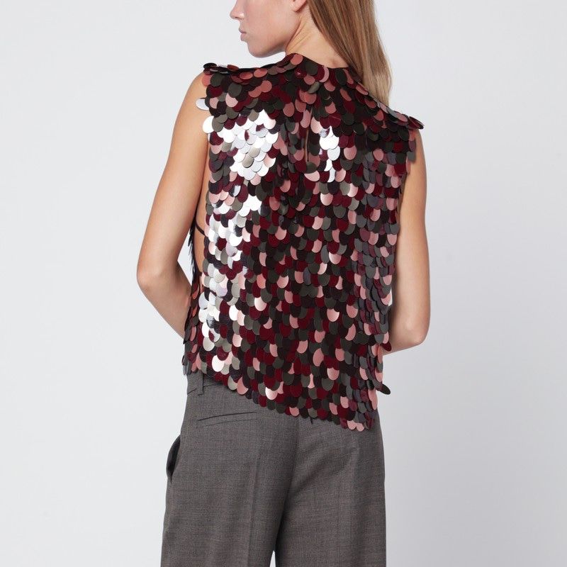 DRIES VAN NOTEN Sleeveless Sequin Mini Top with Side Slits