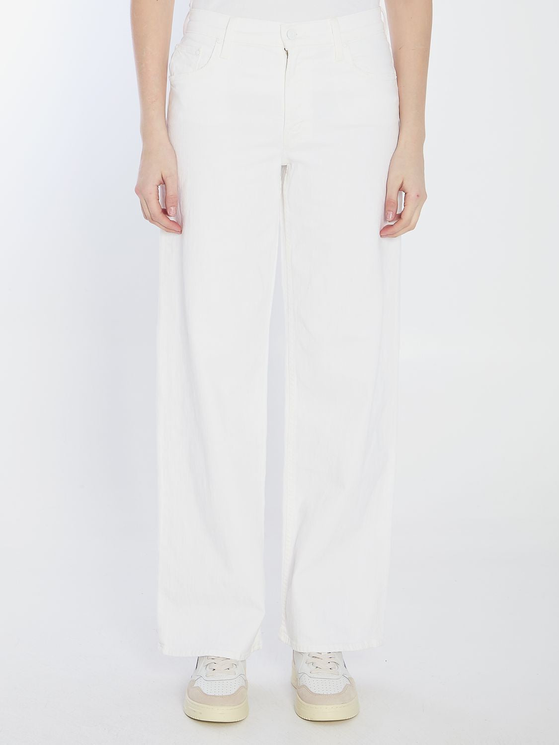 MOTHER Women's Mini Logo Tag Spinner Zip Denim Jeans - SS25