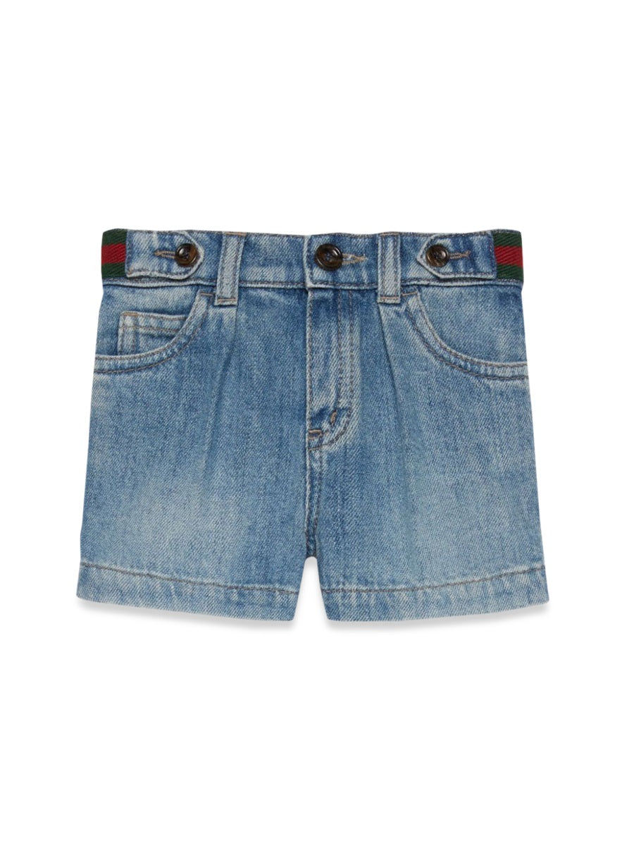 GUCCI Mini Bermuda Organic Denim Shorts for Baby