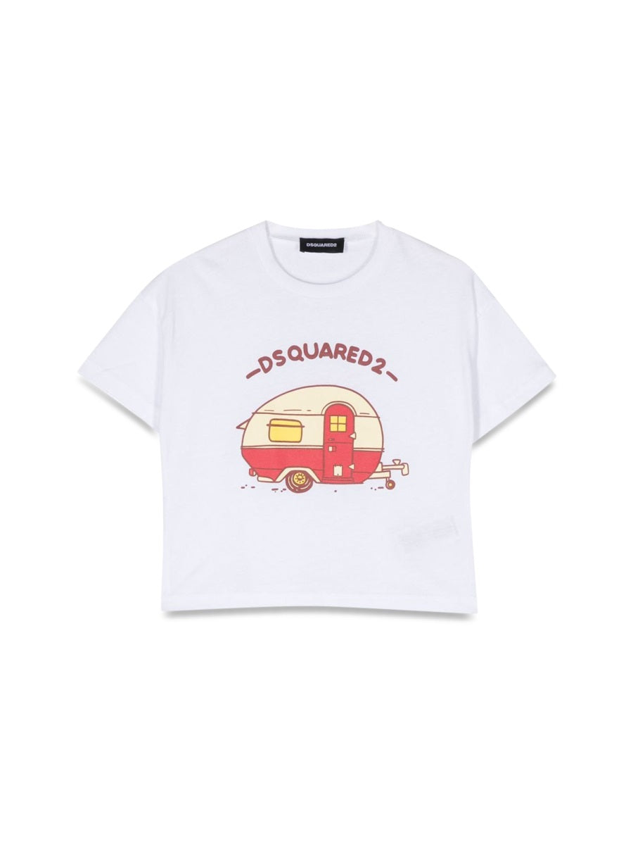 DSQUARED Mini Crop Print T-Shirt for Girls