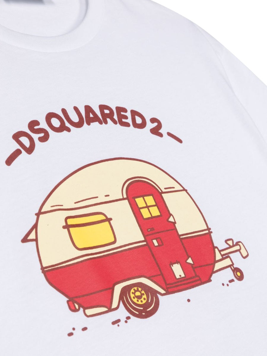 DSQUARED Mini Crop Print T-Shirt for Girls