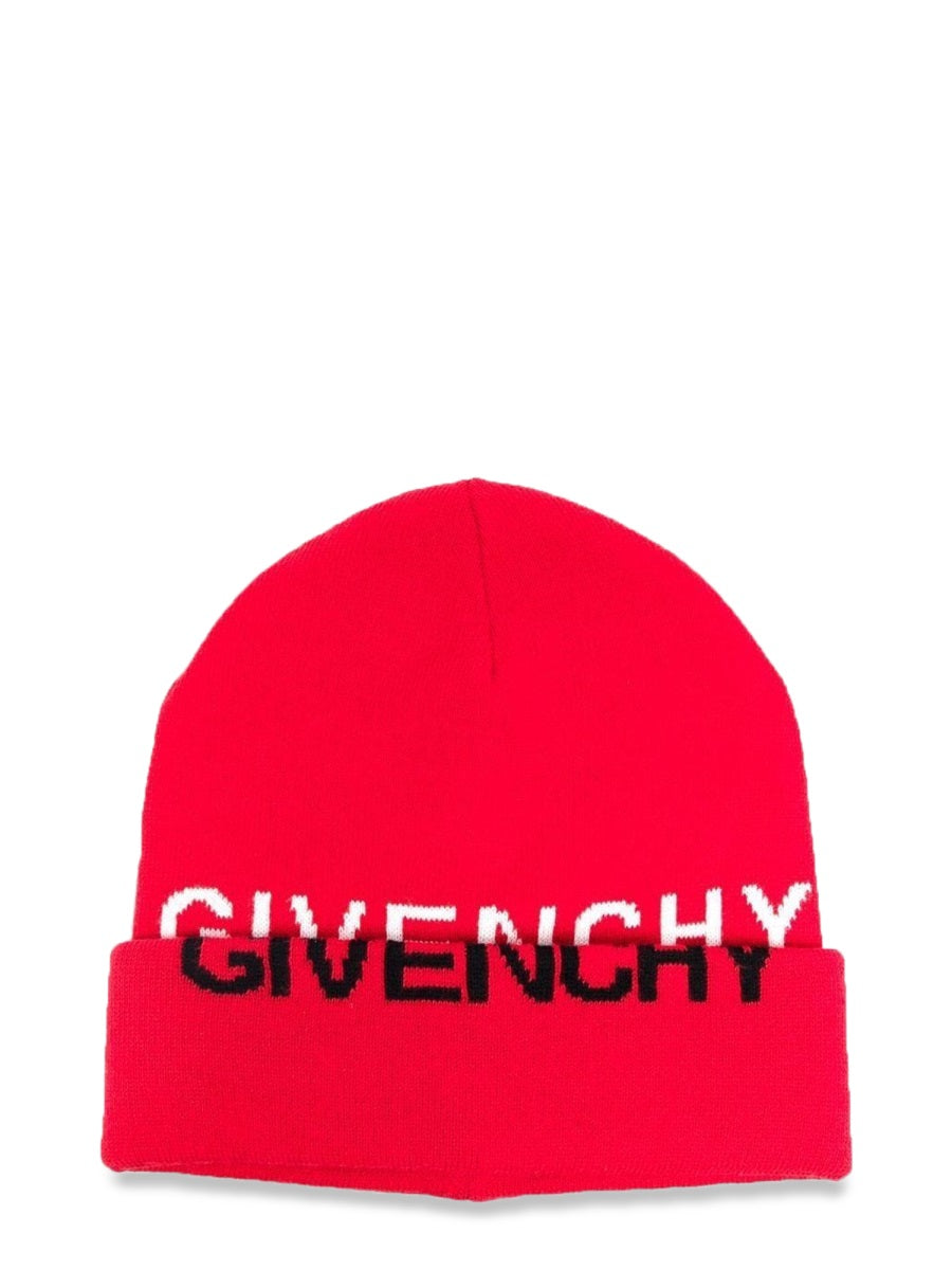 GIVENCHY Kids' Mini Knit Hat with Split Jacquard Pattern and Turn-Up Edge