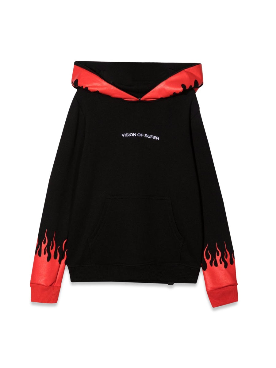 VISION OF SUPER Mini Hoodie with Fiery Flames