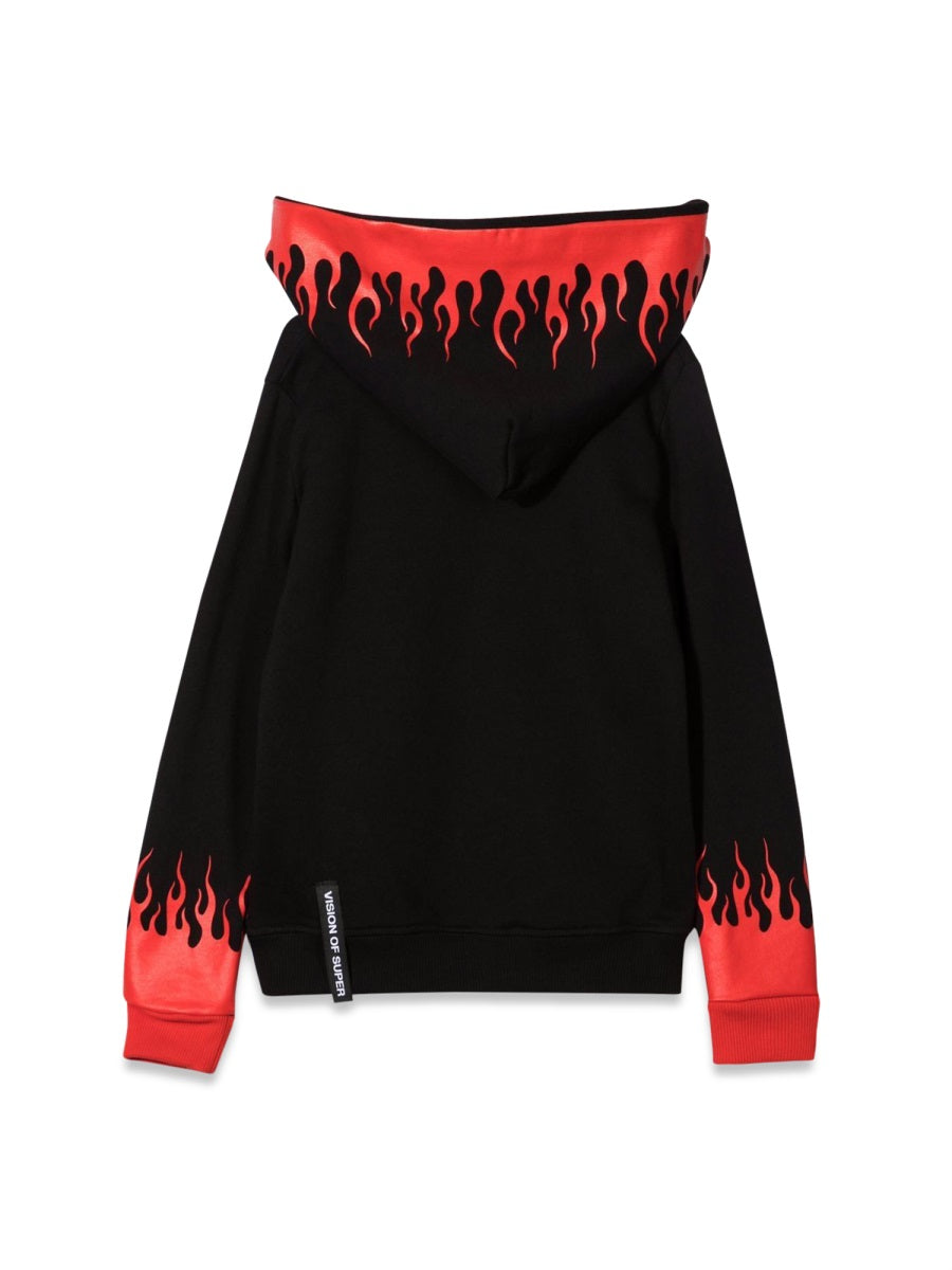 VISION OF SUPER Mini Hoodie with Fiery Flames