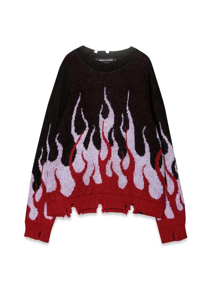 VISION OF SUPER Double Flames Unisex Kids Sweater
