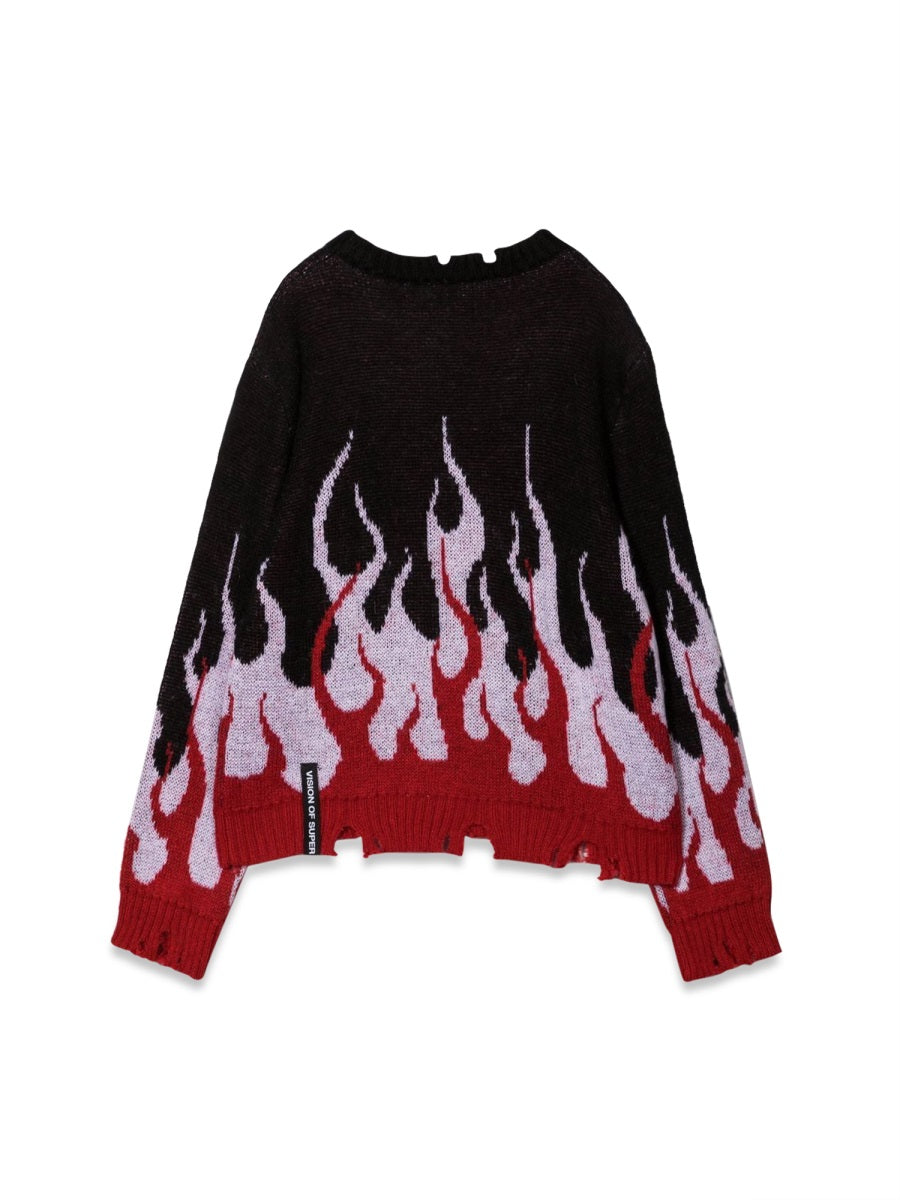 VISION OF SUPER Double Flames Unisex Kids Sweater