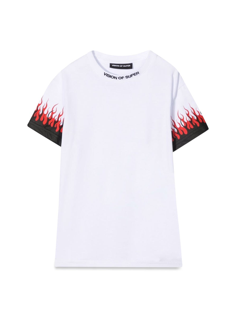 VISION OF SUPER Mini Kids T-Shirt with Double Flame Design