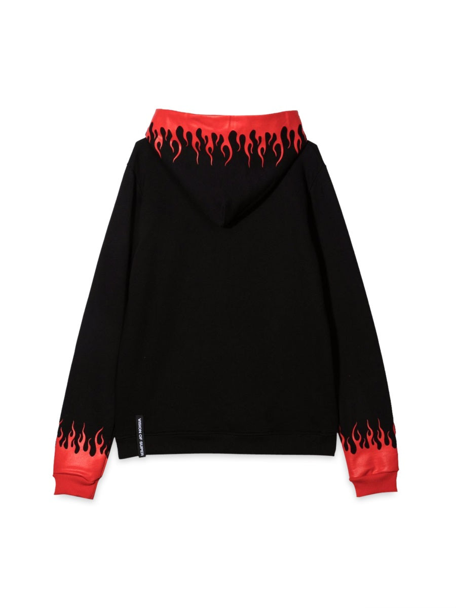 VISION OF SUPER Unisex Hoodie with Red Flames