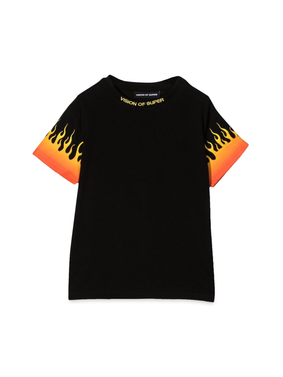 VISION OF SUPER Mini T-shirt with Shaded Flames