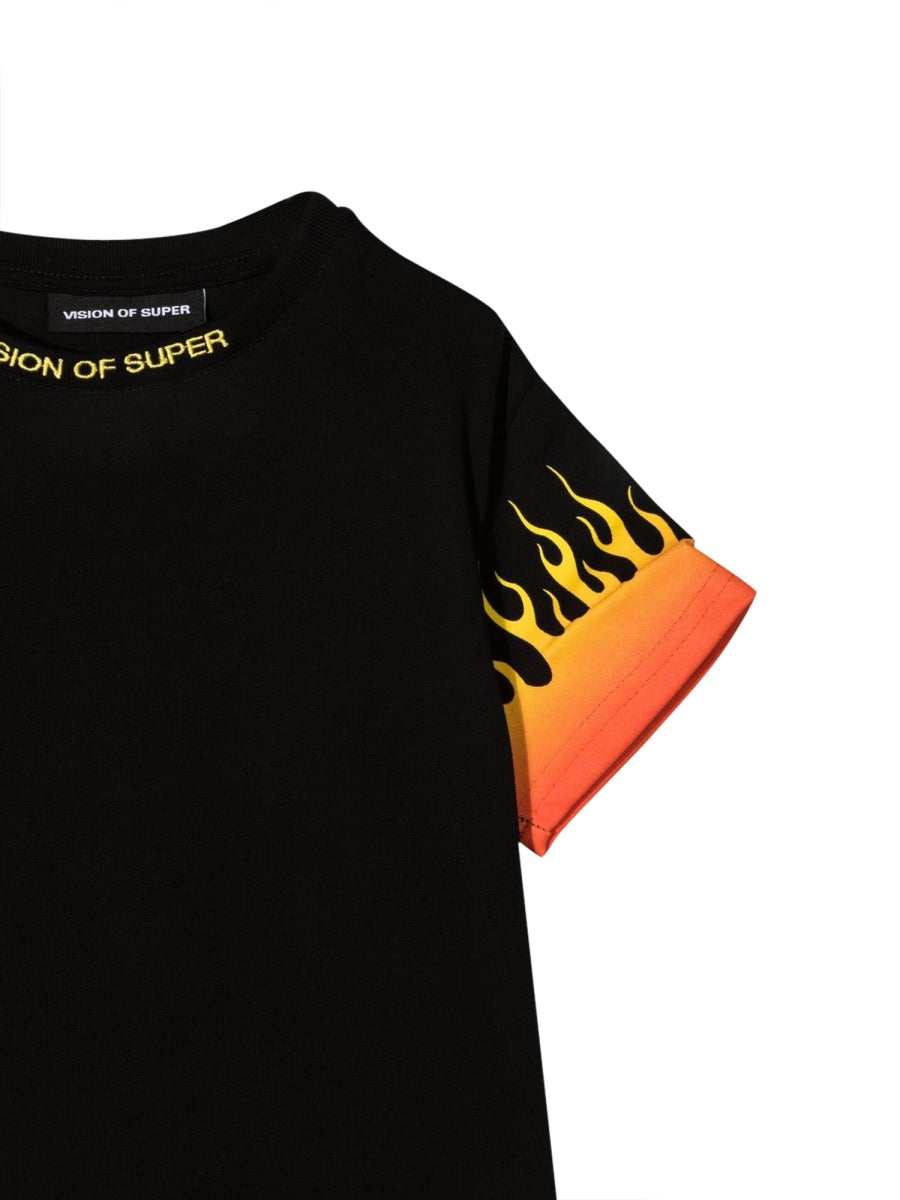 VISION OF SUPER Mini T-shirt with Shaded Flames