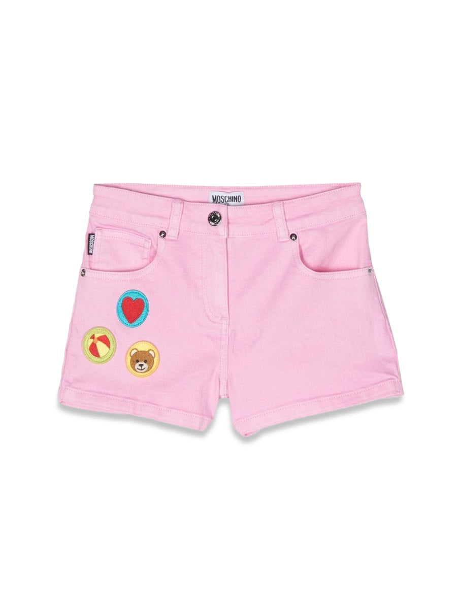 MOSCHINO Mini Playful Fun Patch Shorts for Girls