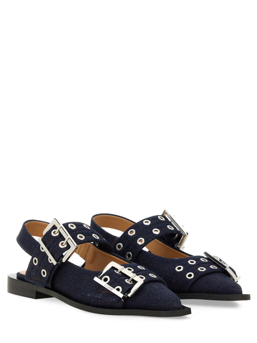 GANNI Ballerina Flats with Buckle - Women’s SS25 Collection