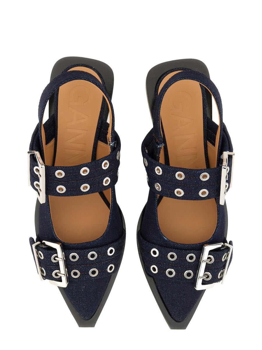 GANNI Ballerina Flats with Buckle - Women’s SS25 Collection