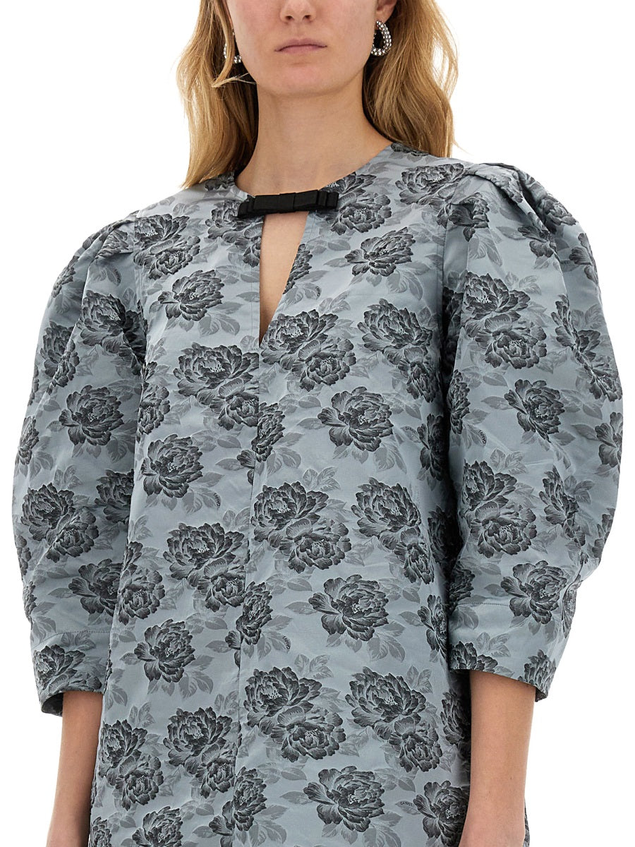 GANNI Floral Jacquard Mini Dress - Regular Fit