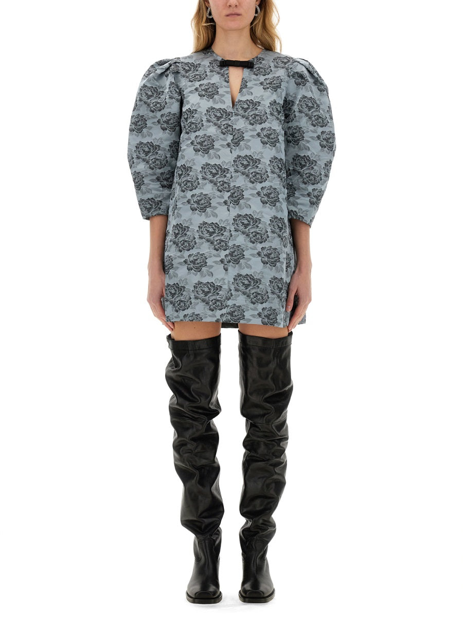 GANNI Floral Jacquard Mini Dress - Regular Fit