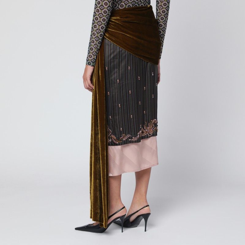 DRIES VAN NOTEN Draped Midi Skirt with Elegant Details