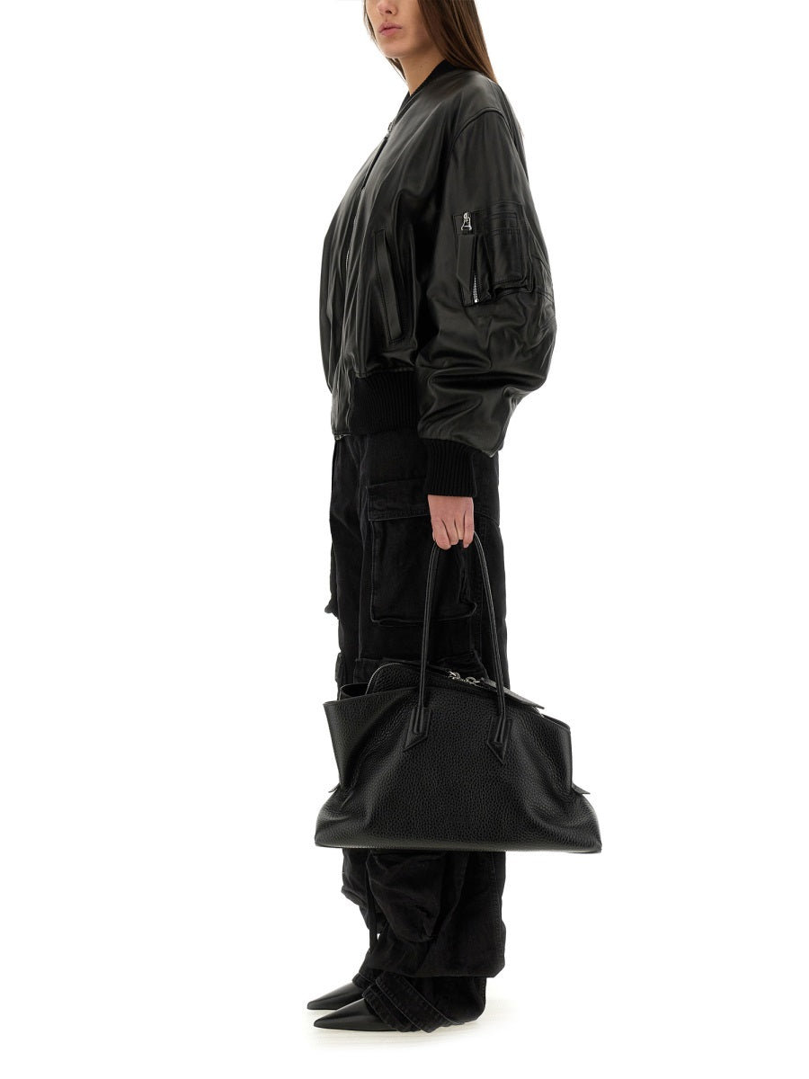 THE ATTICO Oversized Leather Bomber Jacket - Size 40