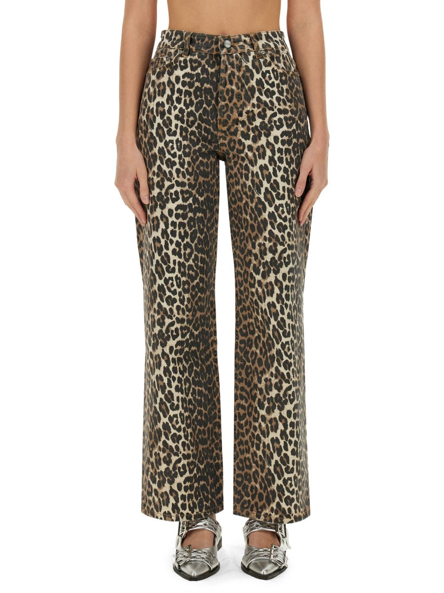 GANNI Animal Print High-Rise Jeans (Size 28)