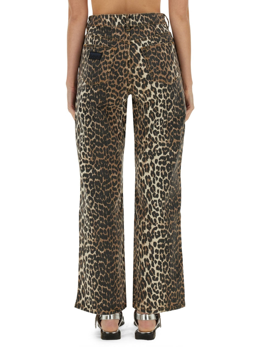 GANNI Animal Print High-Rise Jeans (Size 28)