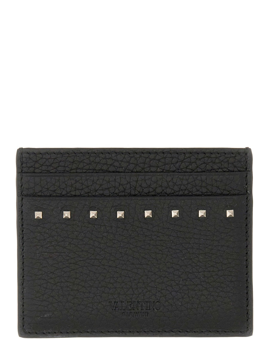 VALENTINO GARAVANI Rockstud Calfskin Card Holder