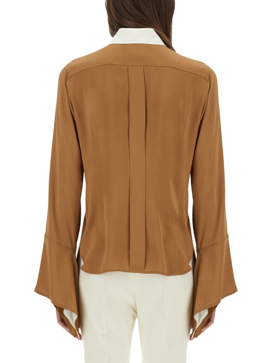 MAX MARA Color Block Regular Fit Silk Shirt - Size 40 IT