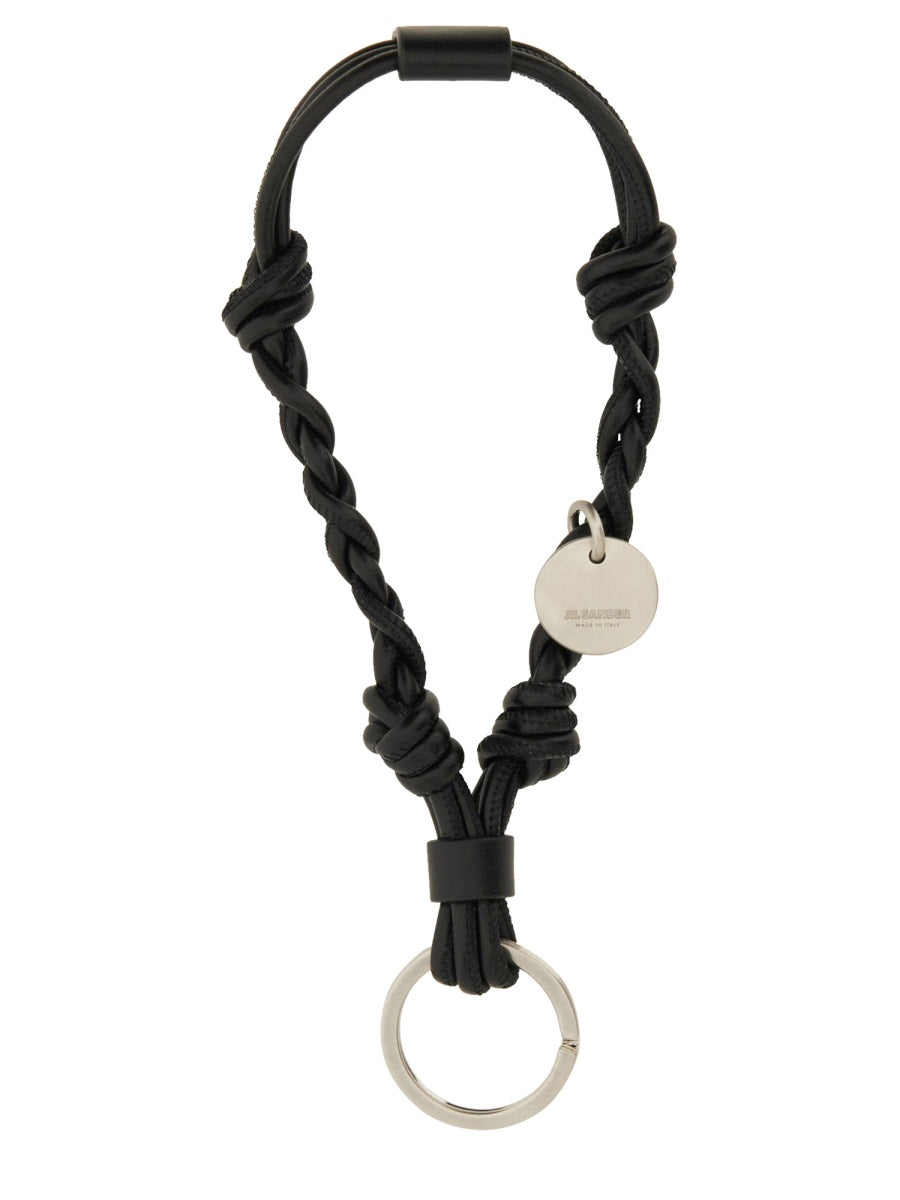 JIL SANDER Mini Leather Keychain - Tangle Design
