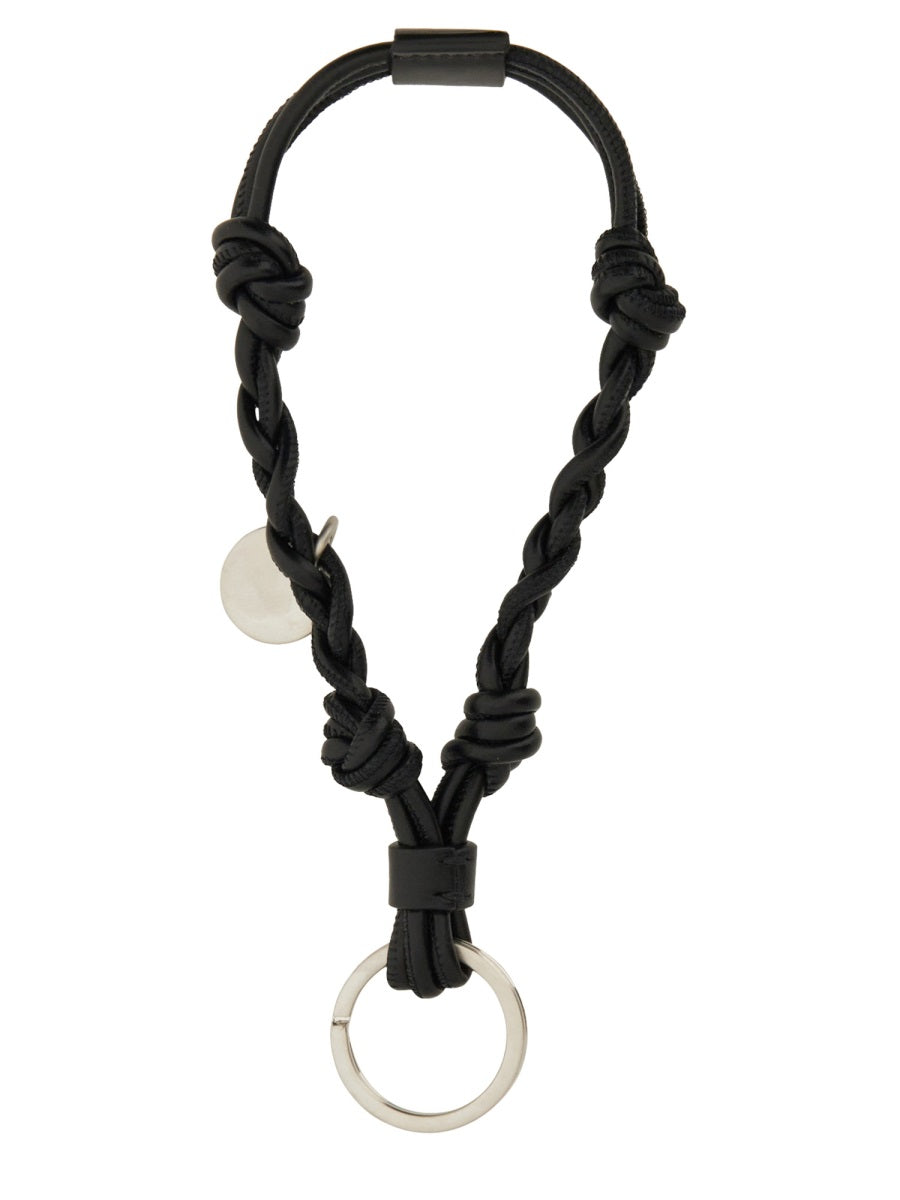 JIL SANDER Mini Leather Keychain - Tangle Design