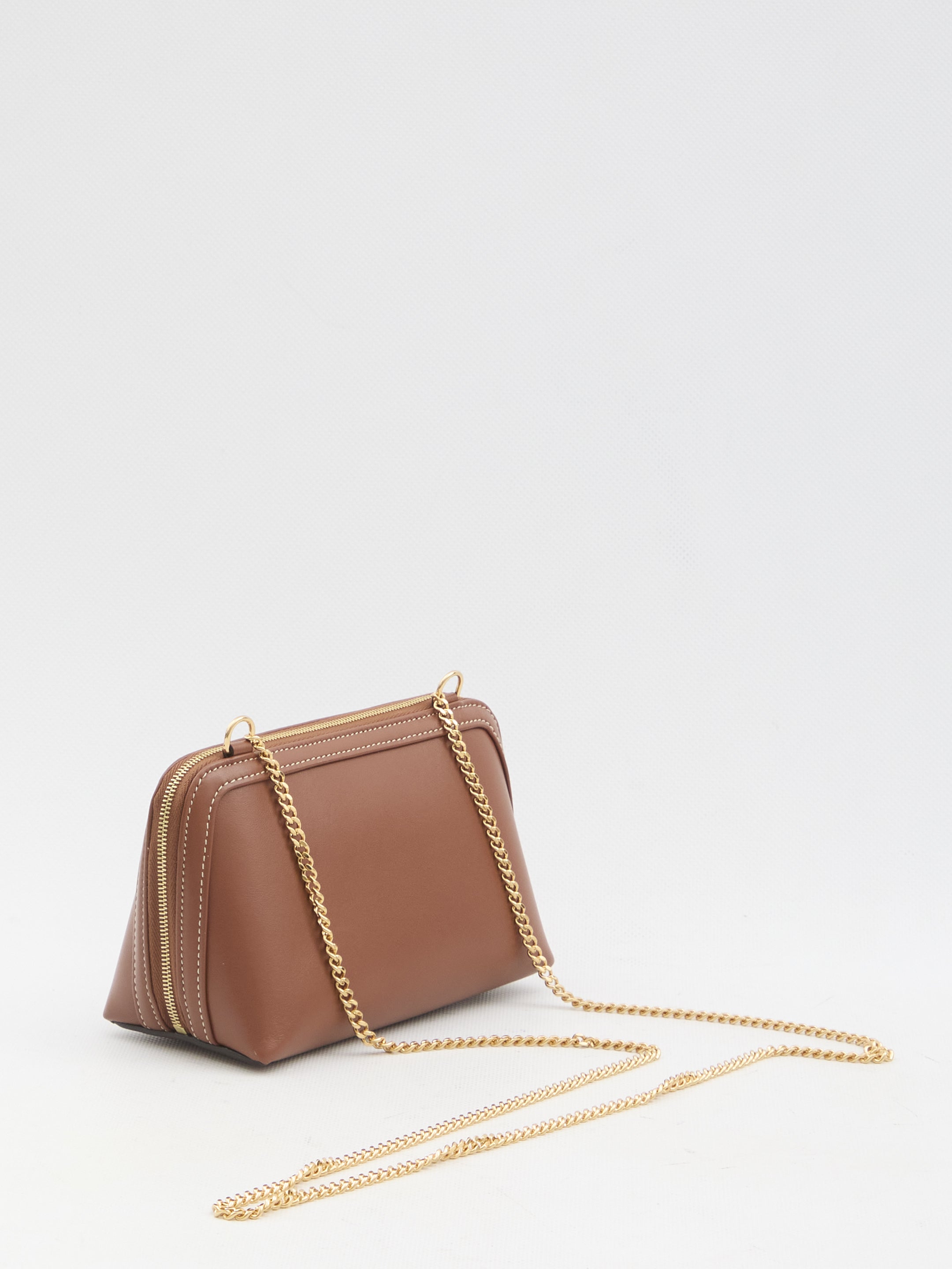 CELINE Mini Leather Pouch Handbag with Chain - 16.5 x 11 x 8 cm