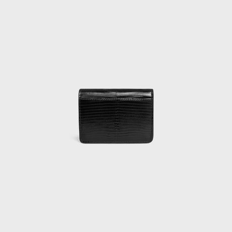 CELINE Mini Lizard Skin Card Holder with Flap