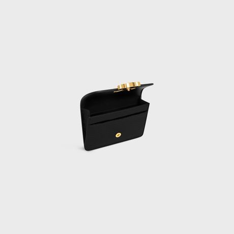 CELINE Mini Lizard Skin Card Holder with Flap