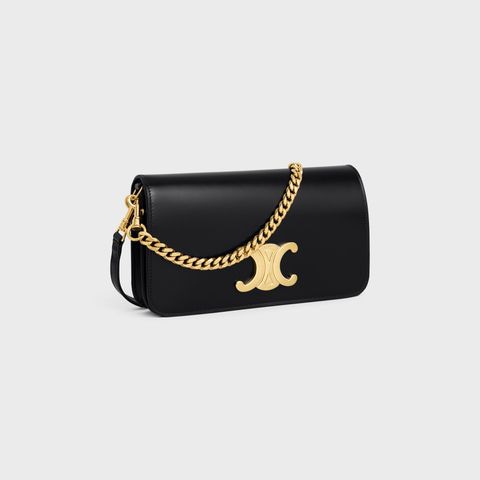 CELINE Leather Clutch with Removable Chain Handle - Size 20.5cm x 11cm