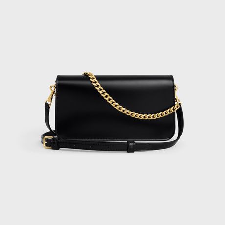 CELINE Leather Clutch with Removable Chain Handle - Size 20.5cm x 11cm