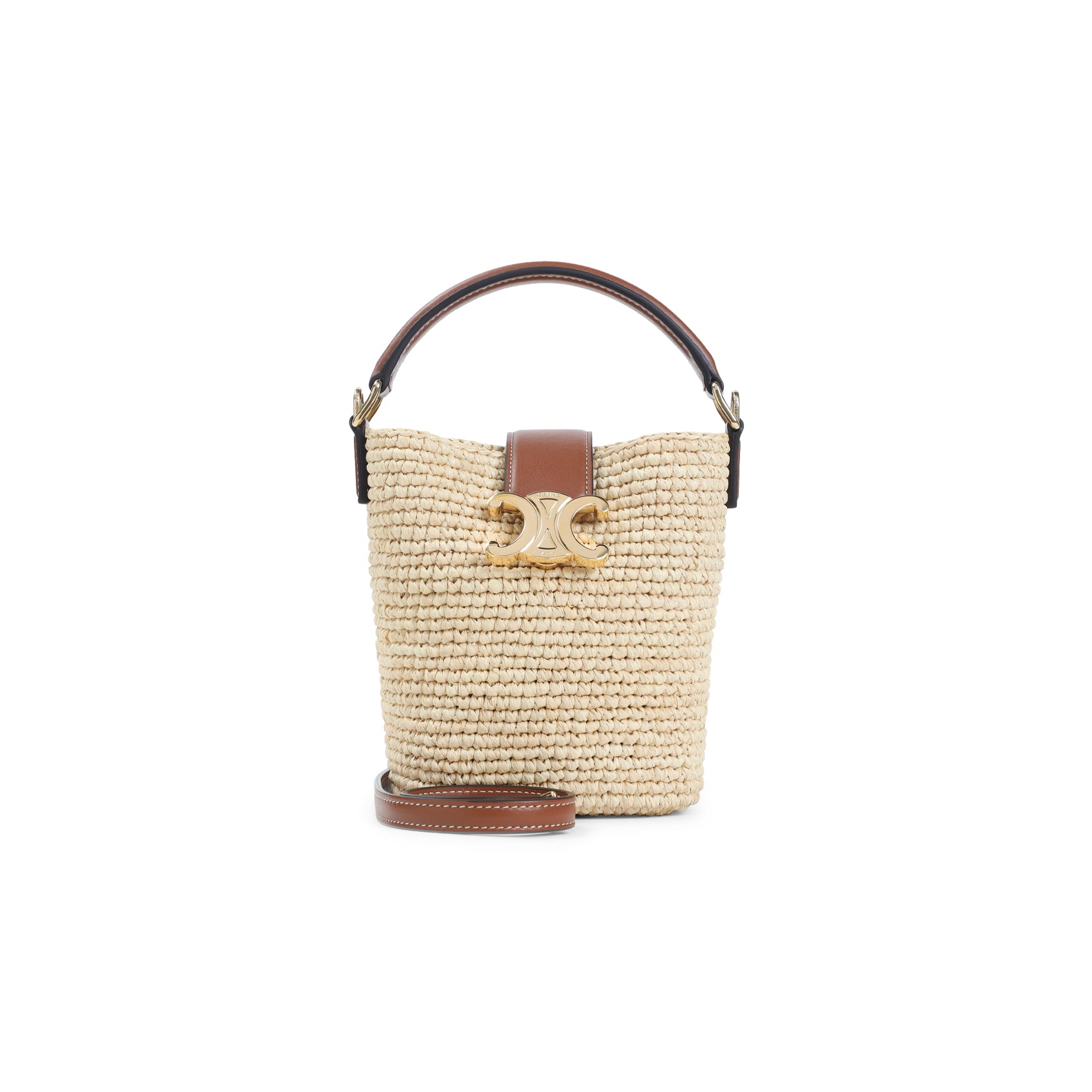 CELINE Natural Raffia Handbag with Adjustable Strap