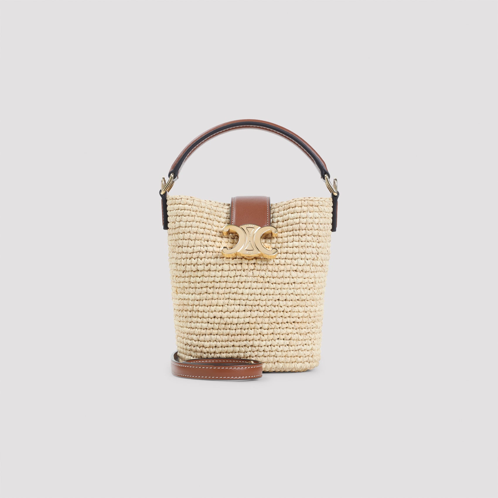CELINE Natural Raffia Handbag with Adjustable Strap