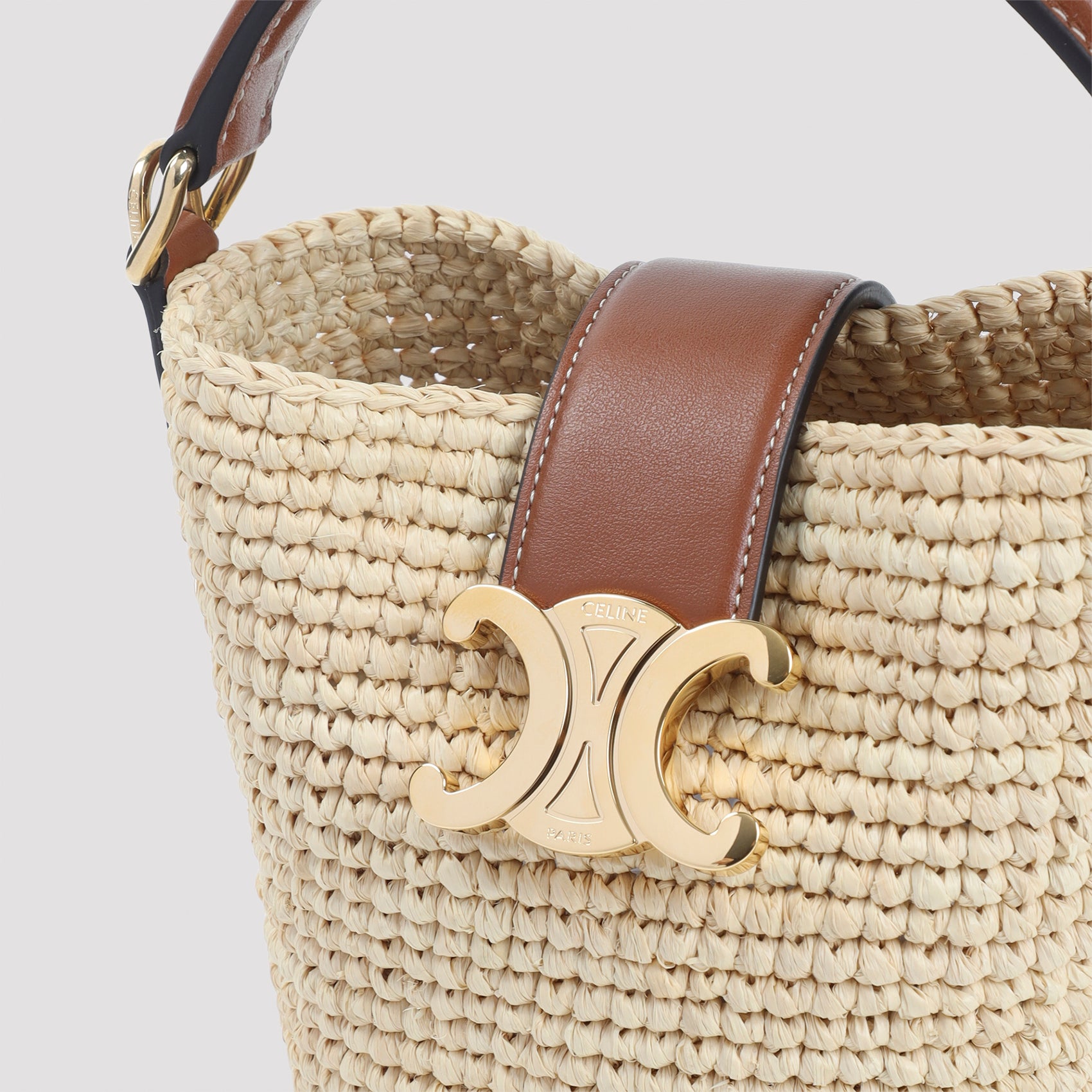 CELINE Natural Raffia Handbag with Adjustable Strap